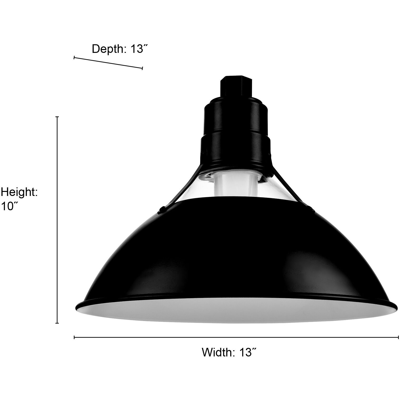 R Series Satin Black 13 inch Glass Cone Shade